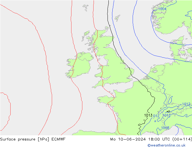 Yer basıncı ECMWF Pzt 10.06.2024 18 UTC