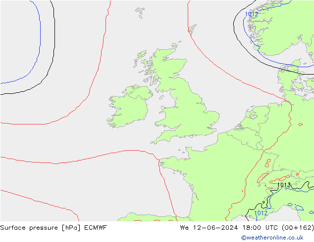 Yer basıncı ECMWF Çar 12.06.2024 18 UTC