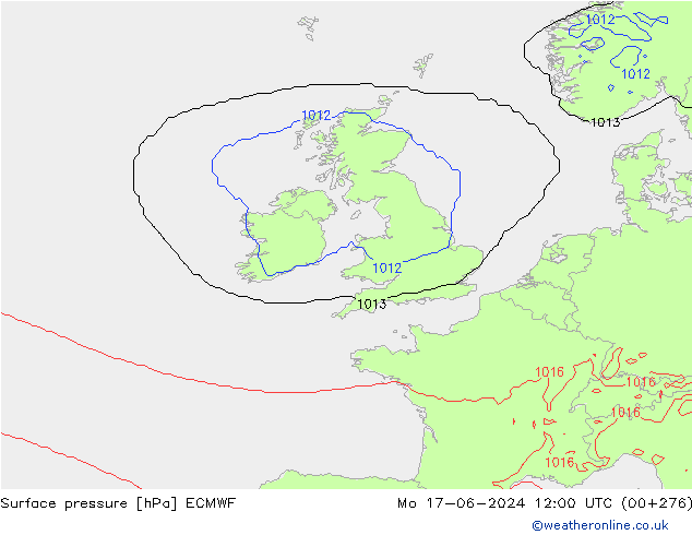 Surface pressure ECMWF Mo 17.06.2024 12 UTC