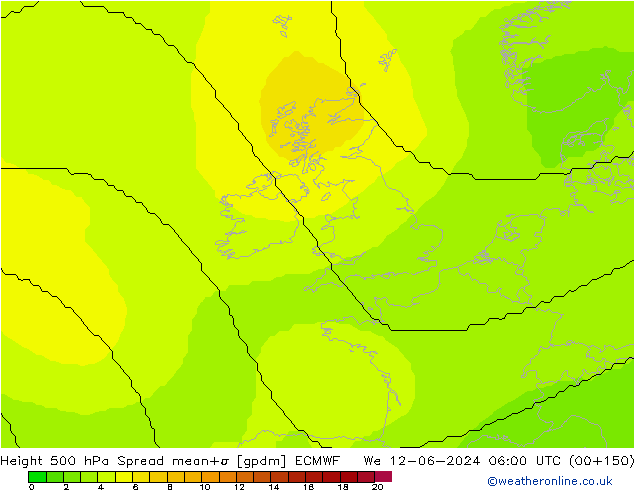 Height 500 hPa Spread ECMWF We 12.06.2024 06 UTC