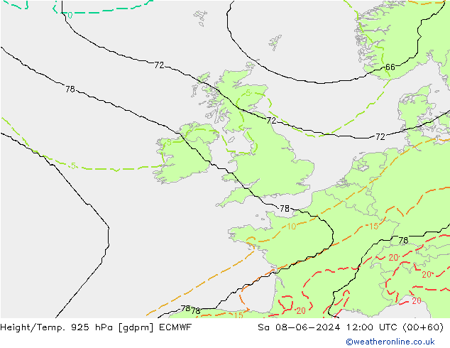 Height/Temp. 925 hPa ECMWF  08.06.2024 12 UTC