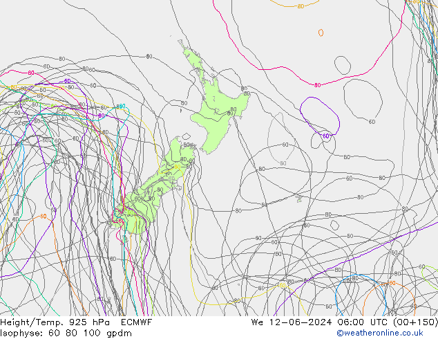 Height/Temp. 925 hPa ECMWF We 12.06.2024 06 UTC