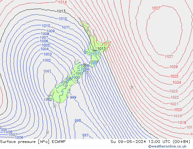 Luchtdruk (Grond) ECMWF zo 09.06.2024 12 UTC