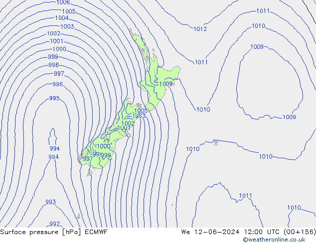 Surface pressure ECMWF We 12.06.2024 12 UTC