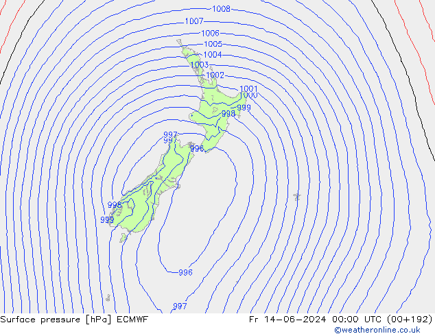 pression de l'air ECMWF ven 14.06.2024 00 UTC