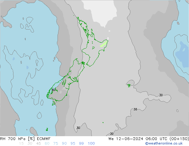 RH 700 hPa ECMWF We 12.06.2024 06 UTC