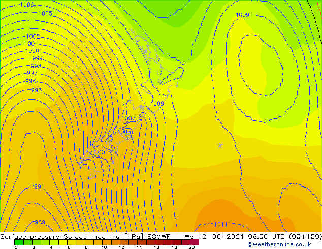 pression de l'air Spread ECMWF mer 12.06.2024 06 UTC