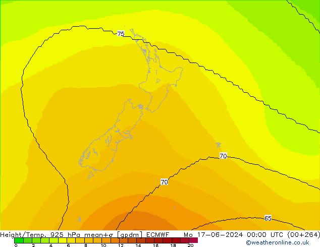 Height/Temp. 925 гПа ECMWF пн 17.06.2024 00 UTC