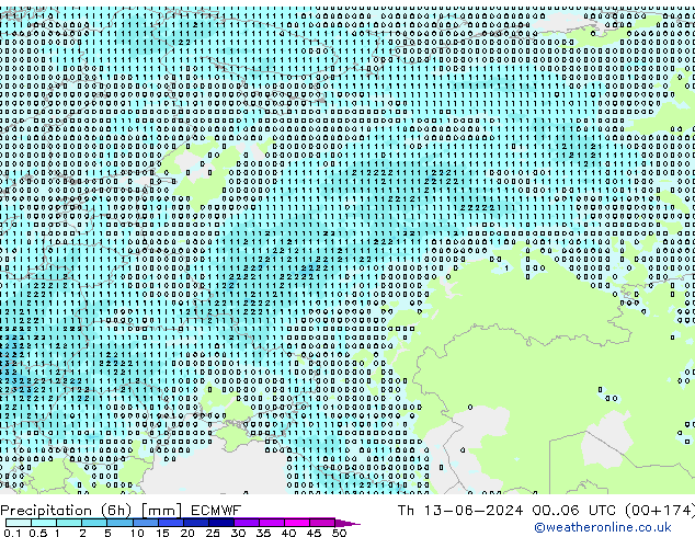 opad (6h) ECMWF czw. 13.06.2024 06 UTC