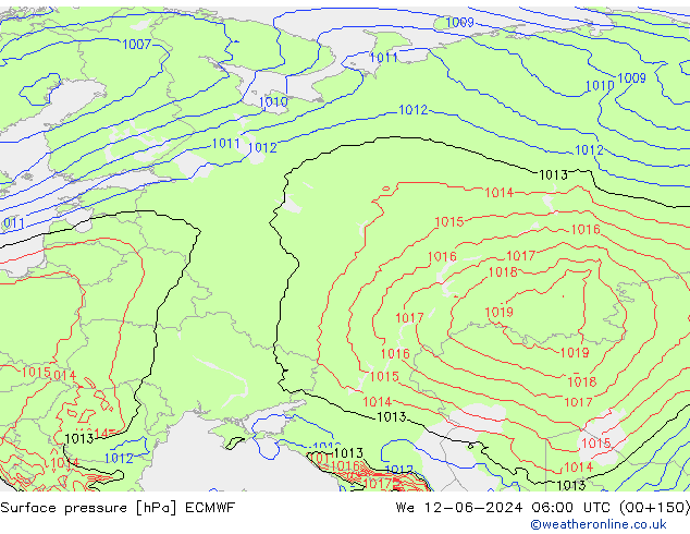 pression de l'air ECMWF mer 12.06.2024 06 UTC