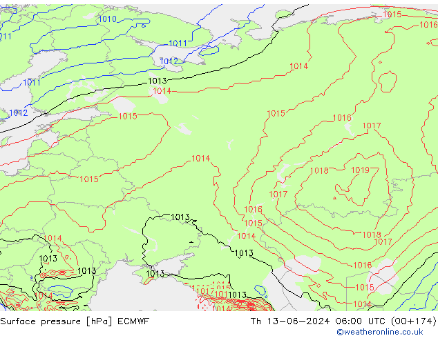 ciśnienie ECMWF czw. 13.06.2024 06 UTC