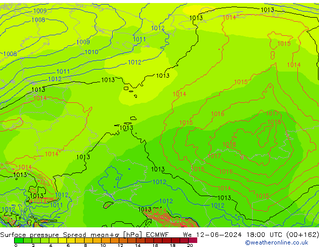 pressão do solo Spread ECMWF Qua 12.06.2024 18 UTC