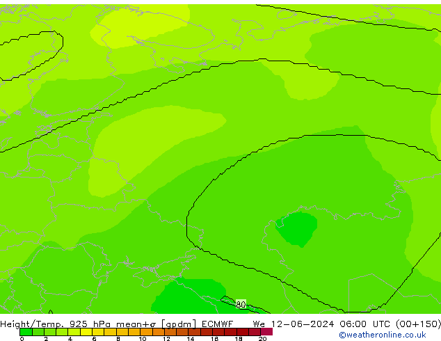 Height/Temp. 925 hPa ECMWF We 12.06.2024 06 UTC