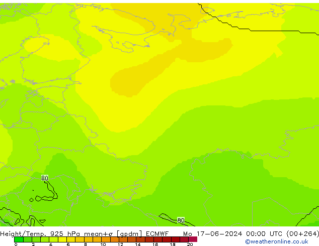 Height/Temp. 925 hPa ECMWF Seg 17.06.2024 00 UTC