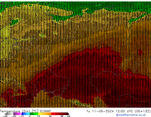 Temperatura (2m) ECMWF Ter 11.06.2024 12 UTC