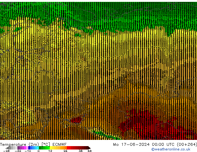 Temperatura (2m) ECMWF Seg 17.06.2024 00 UTC