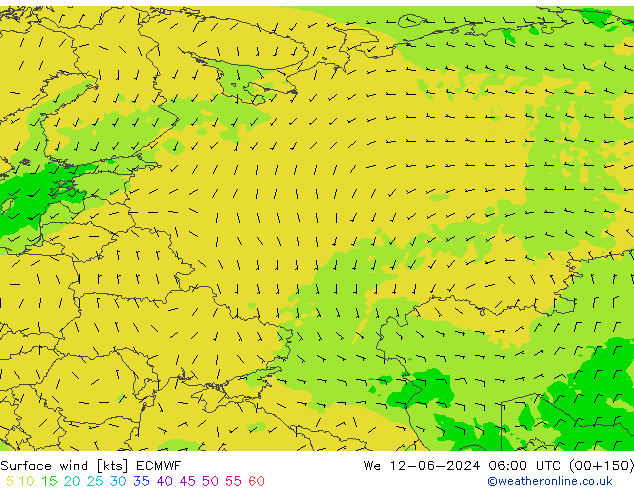 Rüzgar 10 m ECMWF Çar 12.06.2024 06 UTC