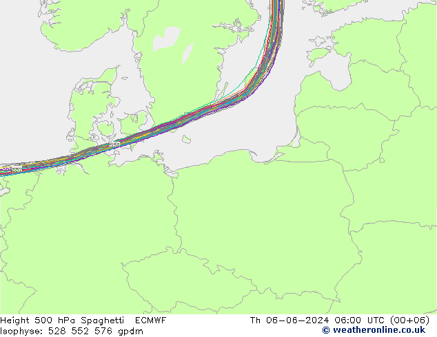 Height 500 hPa Spaghetti ECMWF Th 06.06.2024 06 UTC