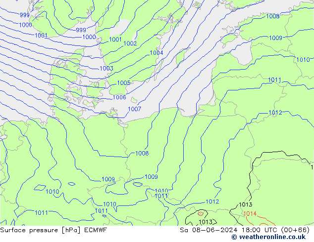 приземное давление ECMWF сб 08.06.2024 18 UTC