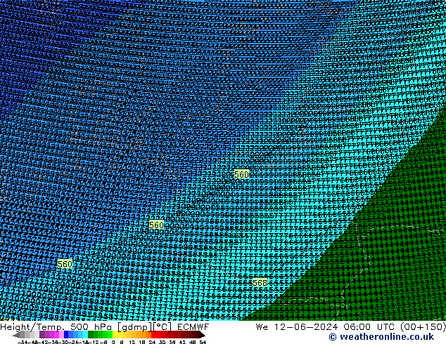 Yükseklik/Sıc. 500 hPa ECMWF Çar 12.06.2024 06 UTC