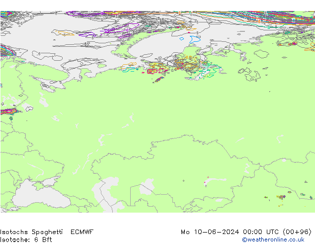 Isotachs Spaghetti ECMWF lun 10.06.2024 00 UTC