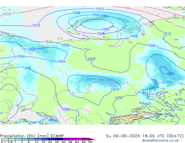 Yağış (6h) ECMWF Paz 09.06.2024 00 UTC