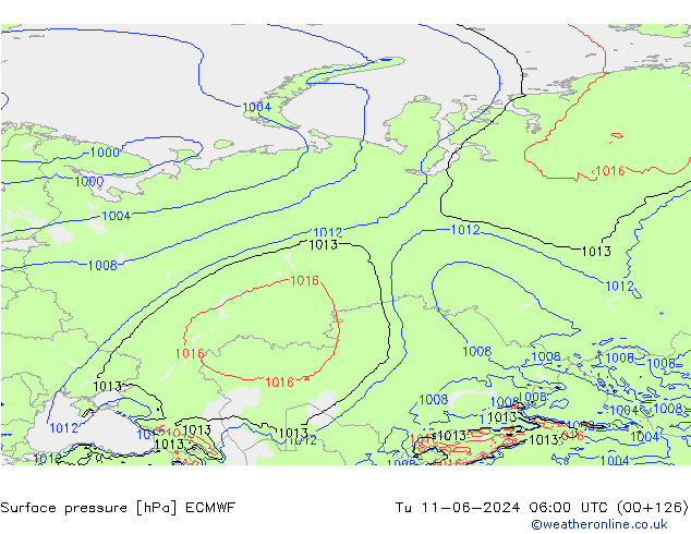 Luchtdruk (Grond) ECMWF di 11.06.2024 06 UTC