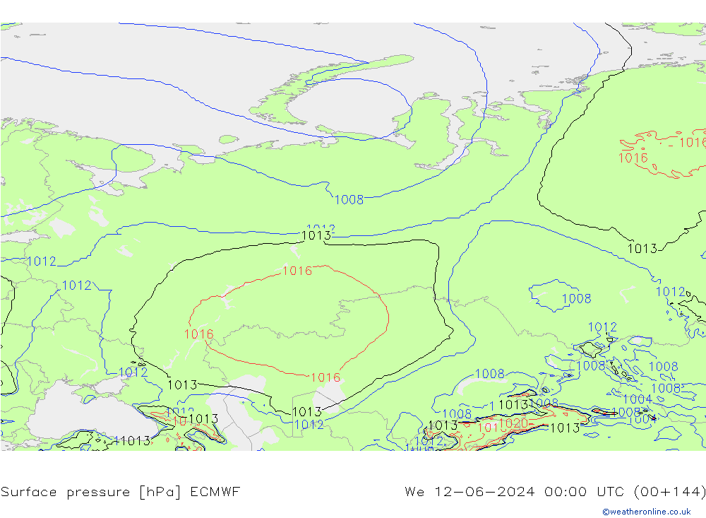 Surface pressure ECMWF We 12.06.2024 00 UTC