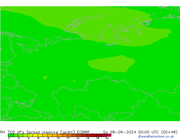 RH 700 hPa Spread ECMWF Sa 08.06.2024 00 UTC