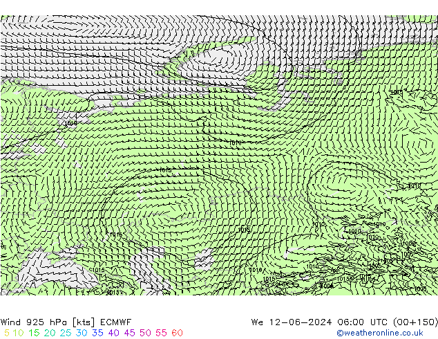 Vento 925 hPa ECMWF mer 12.06.2024 06 UTC