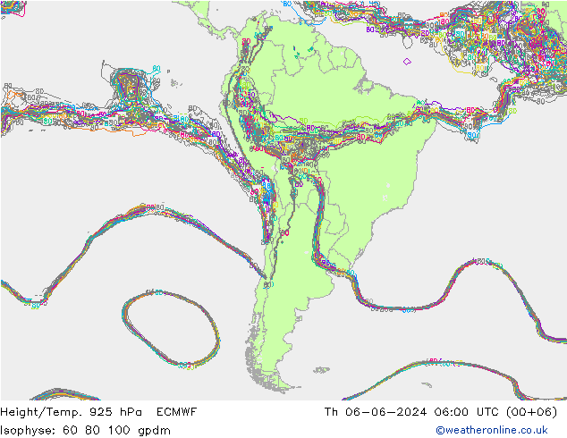 Height/Temp. 925 hPa ECMWF Čt 06.06.2024 06 UTC