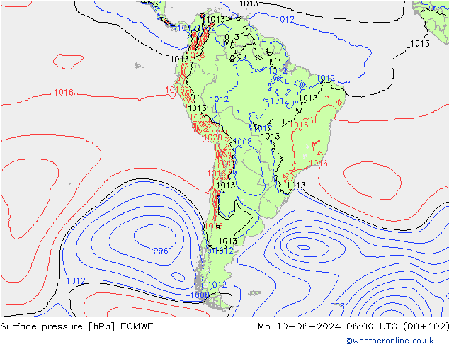 pression de l'air ECMWF lun 10.06.2024 06 UTC