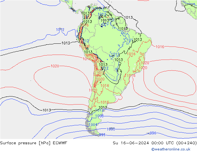 Bodendruck ECMWF So 16.06.2024 00 UTC