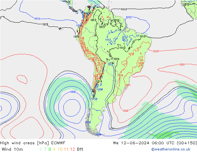 High wind areas ECMWF  12.06.2024 06 UTC