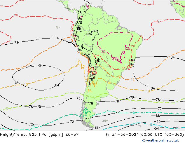 Height/Temp. 925 hPa ECMWF Sex 21.06.2024 00 UTC