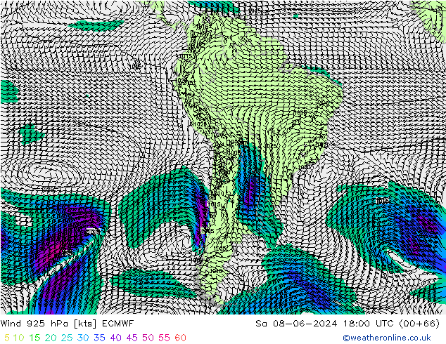 Wind 925 hPa ECMWF za 08.06.2024 18 UTC