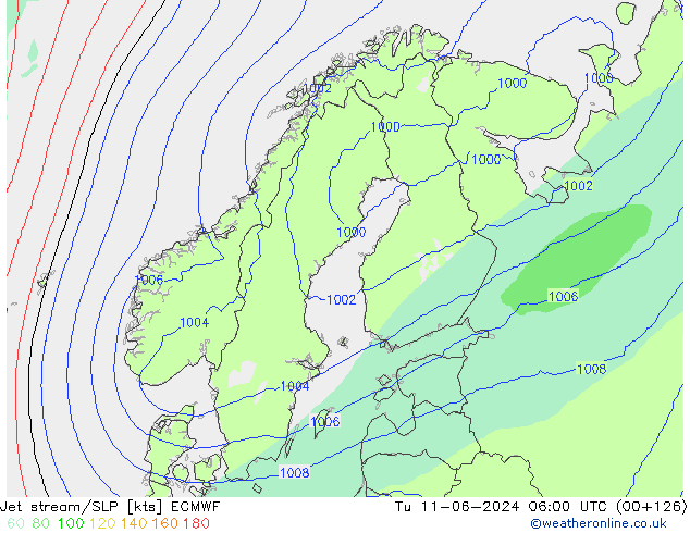 Corriente en chorro ECMWF mar 11.06.2024 06 UTC