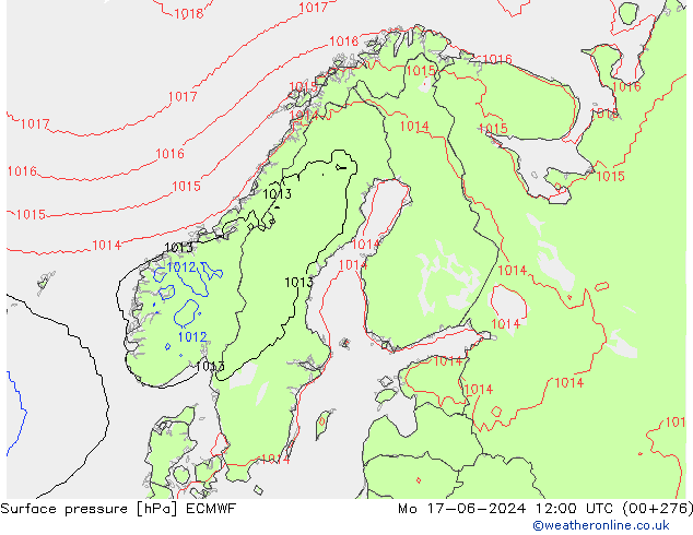 Pressione al suolo ECMWF lun 17.06.2024 12 UTC