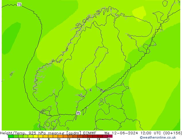 Height/Temp. 925 гПа ECMWF ср 12.06.2024 12 UTC