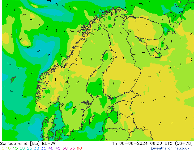 Viento 10 m ECMWF jue 06.06.2024 06 UTC