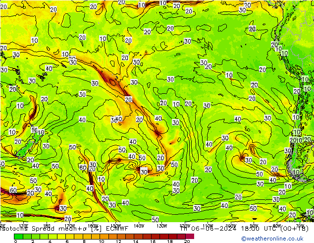 Isotachs Spread ECMWF Qui 06.06.2024 18 UTC