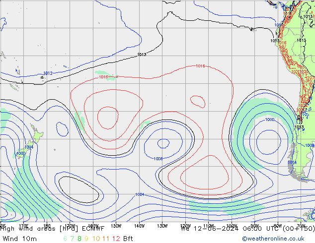 High wind areas ECMWF mer 12.06.2024 06 UTC