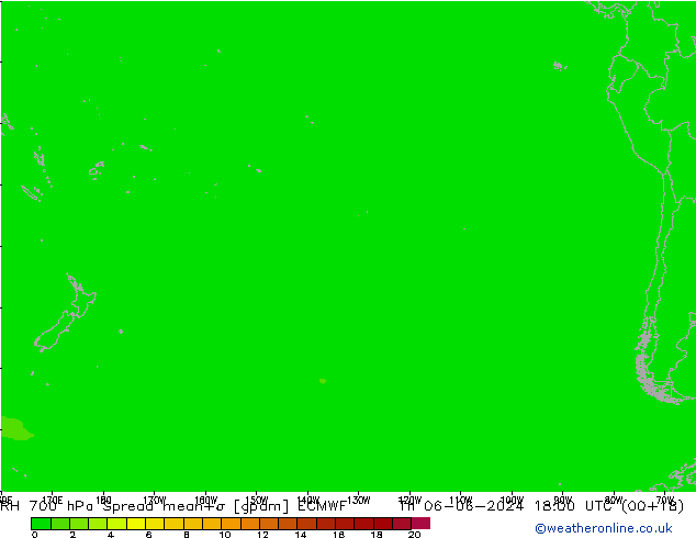 RH 700 hPa Spread ECMWF Qui 06.06.2024 18 UTC