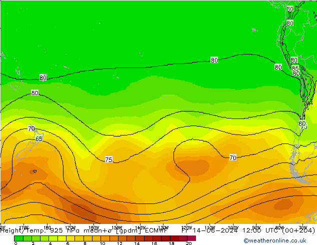 Height/Temp. 925 hPa ECMWF ven 14.06.2024 12 UTC