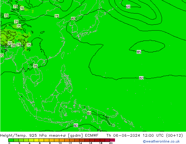 Height/Temp. 925 hPa ECMWF czw. 06.06.2024 12 UTC