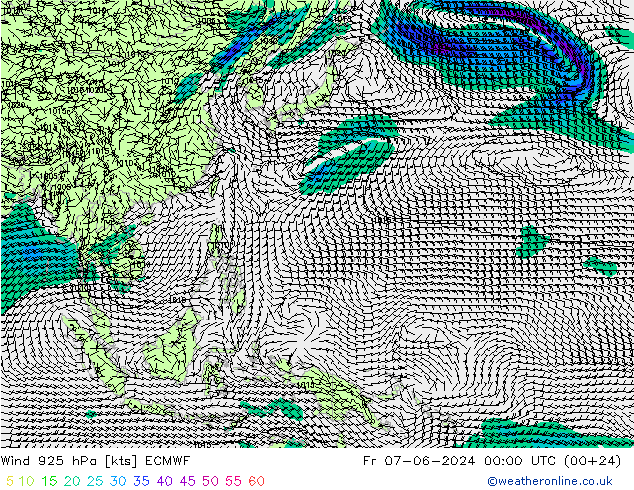 Wind 925 hPa ECMWF Fr 07.06.2024 00 UTC