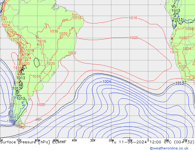 Yer basıncı ECMWF Sa 11.06.2024 12 UTC