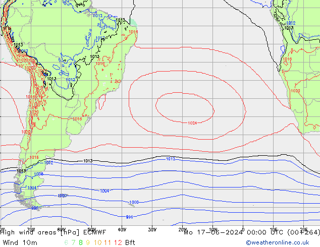 High wind areas ECMWF  17.06.2024 00 UTC