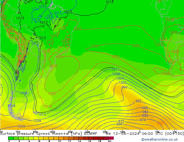 pressão do solo Spread ECMWF Qua 12.06.2024 06 UTC