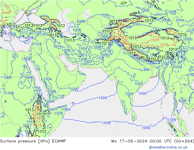 Surface pressure ECMWF Mo 17.06.2024 00 UTC